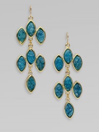 A beautiful design with marquis-shaped drusy quartz in 14k goldplating. Drusy quartz14k goldplatingLength, about 2½Surgical steel post backMade in USA A beautiful design with marquis-shaped drusy quartz in 14k goldplating. Drusy quartz14k goldplatingLength, about 2½Surgical steel post backMade in USA