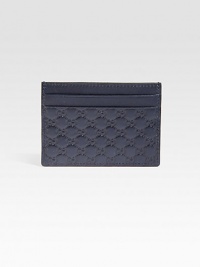 Leather card case with signature microguccisima logo detail.Five card slots4W x 3HLeatherMade in Italy Leather card case with signature microguccisima logo detail.Five card slots4W x 3HLeatherMade in Italy