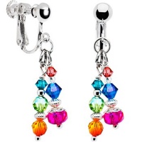 Handcrafted Glistening Austrian Crystal Clip Earrings Handcrafted Glistening Austrian Crystal Clip Earrings