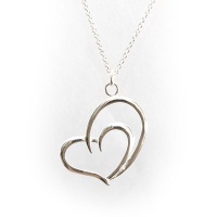 Women's Polished Sterling Silver Double Heart Pendant Necklace Heart Within A Heart / Mother's Love Necklace Women's Polished Sterling Silver Double Heart Pendant Necklace Heart Within A Heart / Mother's Love Necklace