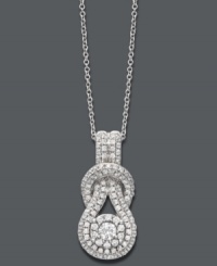 Knotted to perfection. This stunning Everlon pendant features the signature design encrusted with pave-set, round-cut diamonds (3/4 ct. t.w.). Setting and chain crafted in 14k white gold. Approximate length: 18 inches. Approximate drop: 3/4 inch. Knotted to perfection. This stunning Everlon pendant features the signature design encrusted with pave-set, round-cut diamonds (3/4 ct. t.w.). Setting and chain crafted in 14k white gold. Approximate length: 18 inches. Approximate drop: 3/4 inch.