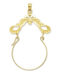 Keep all your favorite charms in place. This polished charm holder features a decorative ribbon design in 14k gold. Chain not included. Approximate length: 1-3/5 inches. Approximate width: 1-1/10 inches. Keep all your favorite charms in place. This polished charm holder features a decorative ribbon design in 14k gold. Chain not included. Approximate length: 1-3/5 inches. Approximate width: 1-1/10 inches.