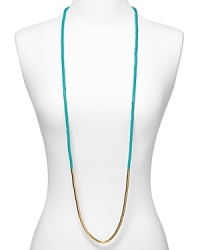 Take your jewel box in a tropical direction and opt for MICHAEL Michael Kors' turquoise necklace. The strand punches up neutral palettes and all-black with island-inspired color. Take your jewel box in a tropical direction and opt for MICHAEL Michael Kors' turquoise necklace. The strand punches up neutral palettes and all-black with island-inspired color.