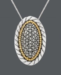 For a picturesque look. Genevieve & Grace's two tone pendant provides the perfect frame. Crafted in sterling silver and 18k gold over sterling silver, a rope edging and glittering marcasite center create a look of fine art. Approximate length: 18 inches. Approximate drop: 1-1/8 inches. For a picturesque look. Genevieve & Grace's two tone pendant provides the perfect frame. Crafted in sterling silver and 18k gold over sterling silver, a rope edging and glittering marcasite center create a look of fine art. Approximate length: 18 inches. Approximate drop: 1-1/8 inches.