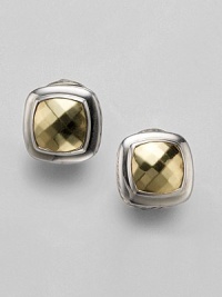 From the Albion Collection. A faceted center of gleaming 18k yellow gold, simply surrounded by polished sterling silver. 18k yellow gold and sterling silver About ½ square Post-and-hinge back Imported From the Albion Collection. A faceted center of gleaming 18k yellow gold, simply surrounded by polished sterling silver. 18k yellow gold and sterling silver About ½ square Post-and-hinge back Imported