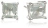 Sterling Silver 6mm Square-Cut Green Amethyst Earrings