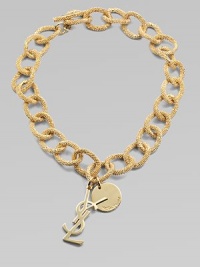 This highly-textured design makes a statement with chunky links and two logo charms. Tin metalLength, about 17¾Toggle closureMade in Italy This highly-textured design makes a statement with chunky links and two logo charms. Tin metalLength, about 17¾Toggle closureMade in Italy