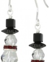 Sterling Silver Swarovski Crystallized Elements Snowman French Wire Earrings
