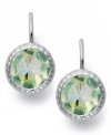 Green with envy. Victoria Townsend's chic leverback earrings feature round-cut green quartz (8 ct. t.w.) set in sterling silver. Approximate drop: 3/4 inch.