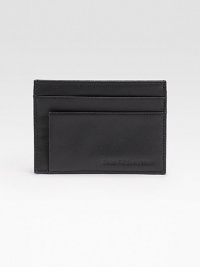 EXCLUSIVELY OURS. A standard-bearer of classic style, crafted in our own pebbled calfskin leather. A slim-line design in our own pebbled calfskin leather that slips easily into any pocket. Two card slots 4 X 3 Imported EXCLUSIVELY OURS. A standard-bearer of classic style, crafted in our own pebbled calfskin leather. A slim-line design in our own pebbled calfskin leather that slips easily into any pocket. Two card slots 4 X 3 Imported