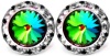 12MM Iridescent Rainbow Jewel Tone 'Vitrail' Medium Violet, Blue & Green Rondelle Swarovski Crystal Elements Round Stud Earrings, Hypoallergenic Posts