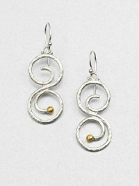 A hammered sterling silver swirl design accented with radiant 24k gold. Sterling silver24k goldDrop, about 1.5Hook backImported A hammered sterling silver swirl design accented with radiant 24k gold. Sterling silver24k goldDrop, about 1.5Hook backImported