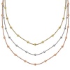 Sterling Silver 3-Strand Stationed Sparkle Chain Necklace in Multi Tone Style