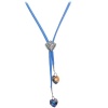 Handcrafted Blue Suede Bolo Tie Necklace MADE WITH SWAROVSKI ELEMENTS
