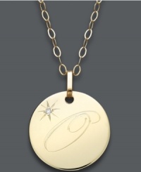 Embrace the latest trend with a stylish initial pendant. Crafted in 14k gold, this circular style features the letter O with a diamond-accented star at the corner. Approximate length: 16 inches + 2-inch extender. Approximate drop: 3/4 inch. Embrace the latest trend with a stylish initial pendant. Crafted in 14k gold, this circular style features the letter O with a diamond-accented star at the corner. Approximate length: 16 inches + 2-inch extender. Approximate drop: 3/4 inch.