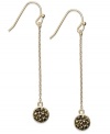 Go to great lengths with Studio Silver's drop earrings. Set in 18k gold over sterling silver, the pair features marcasite to stunning effect at the end. Approximate drop: 2-1/2 inches.