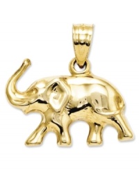 Commemorate a once-in-a-lifetime safari, or simply add a touch of good luck. This polished 3D elephant charm is set in 14k gold. Chain not included. Approximate length: 7/10 inch. Approximate width: 7/10 inch. Commemorate a once-in-a-lifetime safari, or simply add a touch of good luck. This polished 3D elephant charm is set in 14k gold. Chain not included. Approximate length: 7/10 inch. Approximate width: 7/10 inch.