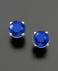 Infuse every day with sophistication. Round-cut sapphires (1 ct. t.w.) shine in a 14k white gold post setting. Approximate diameter: 5 mm. Infuse every day with sophistication. Round-cut sapphires (1 ct. t.w.) shine in a 14k white gold post setting. Approximate diameter: 5 mm.