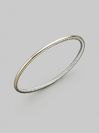 From the Cable Bangle collection. A smooth 18k gold exterior meets a cabled sterling silver interior on this truly unique bracelet. 18k yellow gold Sterling silver Diameter, about 2½ Imported From the Cable Bangle collection. A smooth 18k gold exterior meets a cabled sterling silver interior on this truly unique bracelet. 18k yellow gold Sterling silver Diameter, about 2½ Imported