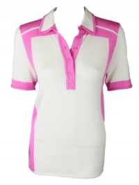 Chris Benz womens pink icing short sleeve cashmere blend polo top M Chris Benz womens pink icing short sleeve cashmere blend polo top M