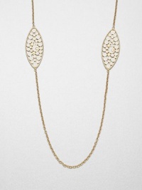 From the Bollicine Collection. A intricately detailed 18k gold station accented with glossy enamel on a link chain. 18k goldEnamelDiamonds, .13 tcwLength, about 37Lobster clasp closureMade in Italy From the Bollicine Collection. A intricately detailed 18k gold station accented with glossy enamel on a link chain. 18k goldEnamelDiamonds, .13 tcwLength, about 37Lobster clasp closureMade in Italy