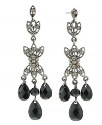 Dramatically decorative. Add an elegant, vintage-style aesthetic to your evening look with these beautifully beaded chandelier earrings from 2028. Crafted in hematite tone mixed metal. Approximate drop: 2-1/2 inches. Dramatically decorative. Add an elegant, vintage-style aesthetic to your evening look with these beautifully beaded chandelier earrings from 2028. Crafted in hematite tone mixed metal. Approximate drop: 2-1/2 inches.