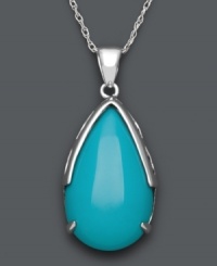 Polish your look. A bright, teardrop-shaped turquoise stone (15 mm x 23 mm) stands out against a shining sterling silver setting. Approximate length: 18 inches. Approximate drop: 1-1/2 inches. Polish your look. A bright, teardrop-shaped turquoise stone (15 mm x 23 mm) stands out against a shining sterling silver setting. Approximate length: 18 inches. Approximate drop: 1-1/2 inches.