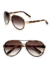 A pretty blend of glossy plastic and shiny metal for a chic and glamourous look. Available in black with grey gradient lens or havana with grey gradient lens. Logo button temples100% UV protectionMade in Italy A pretty blend of glossy plastic and shiny metal for a chic and glamourous look. Available in black with grey gradient lens or havana with grey gradient lens. Logo button temples100% UV protectionMade in Italy