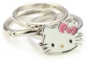 Hello Kitty Set of 3 Pink Enamel Bow and Sterling Silver Rings, Size 7