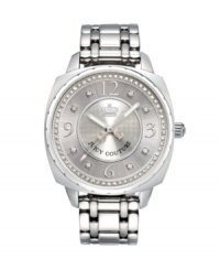 A lovely watch for a charming girl. Beau by Juicy Couture crafted of stainless steel bracelet and round case. Silver tone sunray dial features ring of crystallized Swarovski elements, applied numerals at twelve, three, six and nine o'clock, crystal markers, three hands and logo. Quartz movement. Water resistant to 30 meters. Two-year limited warranty. A lovely watch for a charming girl. Beau by Juicy Couture crafted of stainless steel bracelet and round case. Silver tone sunray dial features ring of crystallized Swarovski elements, applied numerals at twelve, three, six and nine o'clock, crystal markers, three hands and logo. Quartz movement. Water resistant to 30 meters. Two-year limited warranty.
