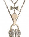 Betsey Johnson Iconic Seasonal Essentials Heart Lock and Key 2-Row Necklace