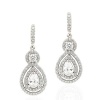 Ryssa925 Micropave Series - Sterling Silver & Sworovski Cubic Zirconia Teardrop Double Halo Earrings