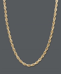 Adorn your neckline with a layer of rich gold. Intricately woven rope chain features an intricate, seamless design. Crafted in 14k gold. Approximate length: 18 inches. Adorn your neckline with a layer of rich gold. Intricately woven rope chain features an intricate, seamless design. Crafted in 14k gold. Approximate length: 18 inches.