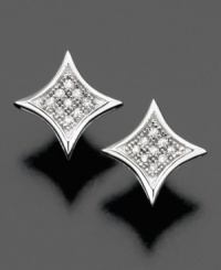 Wish upon a shining star. These twinkling earrings feature round-cut diamond accents set in 14k white gold. Wish upon a shining star. These twinkling earrings feature round-cut diamond accents set in 14k white gold.