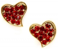 Adorable Gold Tone Sparkling Red Crystal Embellished Heart Stud 1/2 Stud Earrings Adorable Gold Tone Sparkling Red Crystal Embellished Heart Stud 1/2 Stud Earrings