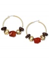 Shake up your style with Jones New York. These alluring hoops feature clusters of resin beads. Finished with a click-it closure. Crafted in worn gold tone mixed metal. Approximate diameter: 1-1/2 inches.