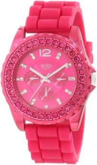 XOXO Women's XO8042 Rhinestone Accent Fuschia Silicone Strap Watch XOXO Women's XO8042 Rhinestone Accent Fuschia Silicone Strap Watch