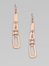 Smooth, organic shapes in sterling silver and 18k gold, finished with the warmth of 18k rose goldplating in a long, linked design. 18k gold and sterling silver with 18k rose goldplatingDrop, about 2½Hook backImported 