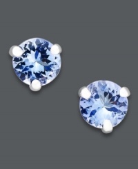 Get in on the latest gemstone trend with tanzanite. These round-cut studs (3/4 ct. t.w.) add the perfect pop of color against a 14k white gold setting. Approximate diameter: 1/5 inch. Get in on the latest gemstone trend with tanzanite. These round-cut studs (3/4 ct. t.w.) add the perfect pop of color against a 14k white gold setting. Approximate diameter: 1/5 inch.
