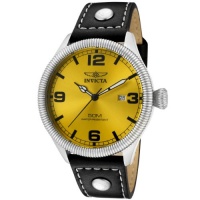 Invicta Men's 1462 Vintage Collection Riveted Leather Strap Yellow Dial Watch Invicta Men's 1462 Vintage Collection Riveted Leather Strap Yellow Dial Watch