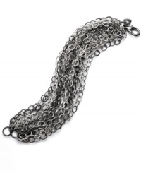 Two times the shimmer. A unique blend of silver and hematite-plated mixed metal link chains creates a look of sublime elegance on Alfani's thick bracelet. Secures with a lobster claw clasp. Approximate length: 8 inches. Two times the shimmer. A unique blend of silver and hematite-plated mixed metal link chains creates a look of sublime elegance on Alfani's thick bracelet. Secures with a lobster claw clasp. Approximate length: 8 inches.