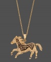 A stunning equine pendant, brought to you by Le Vian. Crafted from 14k gold and encrusted with both round-cut chocolate diamonds (1/3 ct. t.w.) and round-cut white diamonds (1/3 ct. t.w.). Approximate length: 18 inches. Approximate drop: 7/8 inch.