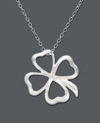 Your luck will never run out when you're sporting this clever clover. Pendant by Unwritten boasts a unique open-cut four-leaf clover design crafted in sterling silver. Approximate length: 18 inches. Approximate drop: 3/4 inch. Your luck will never run out when you're sporting this clever clover. Pendant by Unwritten boasts a unique open-cut four-leaf clover design crafted in sterling silver. Approximate length: 18 inches. Approximate drop: 3/4 inch.