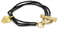 Queen Baby 3 Strand Black Spinel Bracelet with 18K Vermeil Skull Queen Baby 3 Strand Black Spinel Bracelet with 18K Vermeil Skull