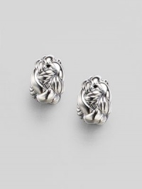 From the Woven Cable Collection. An intricate design in sterling silver is the perfect mix of smooth and textured cables. Sterling silver Length, about ¾ Width, about ½ Post-and-hinge back Imported From the Woven Cable Collection. An intricate design in sterling silver is the perfect mix of smooth and textured cables. Sterling silver Length, about ¾ Width, about ½ Post-and-hinge back Imported
