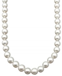 Sweet simplicity. Belle de Mer's polished strand features grade A cultured white South Sea pearls (9-11 mm) with a 14k white gold clasp. Approximate length: 17 inches. Sweet simplicity. Belle de Mer's polished strand features grade A cultured white South Sea pearls (9-11 mm) with a 14k white gold clasp. Approximate length: 17 inches.