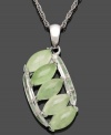 Serene style. Marquise-cut jade stones (4-8 mm) add calm to this stunning sterling silver pendant. Approximate length: 18 inches. Approximate drop: 1 inch.