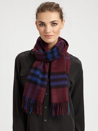 Luxurious cashmere wrap is adorned with an outstanding check design with fringe trim.Cashmere47 X 11Dry cleanImported Luxurious cashmere wrap is adorned with an outstanding check design with fringe trim.Cashmere47 X 11Dry cleanImported