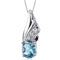 Graceful Angel 1.50 carats Oval Shape Sterling Silver Rhodium Finish Swiss Blue Topaz Pendant Graceful Angel 1.50 carats Oval Shape Sterling Silver Rhodium Finish Swiss Blue Topaz Pendant