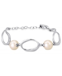 Understated elegance. This bracelet from Majorica is crafted from sterling silver with organic man-made pearls (10/12 mm) added for classic appeal. Approximate length: 7-1/2 inches. Understated elegance. This bracelet from Majorica is crafted from sterling silver with organic man-made pearls (10/12 mm) added for classic appeal. Approximate length: 7-1/2 inches.